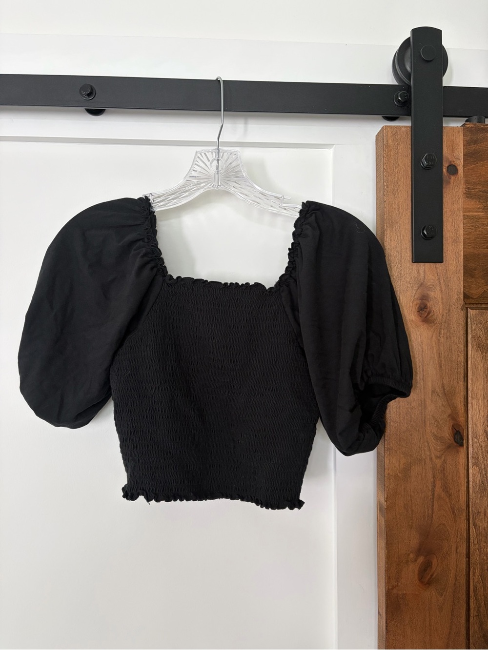 kindred bravely sophia smocked cropped nursing top in black